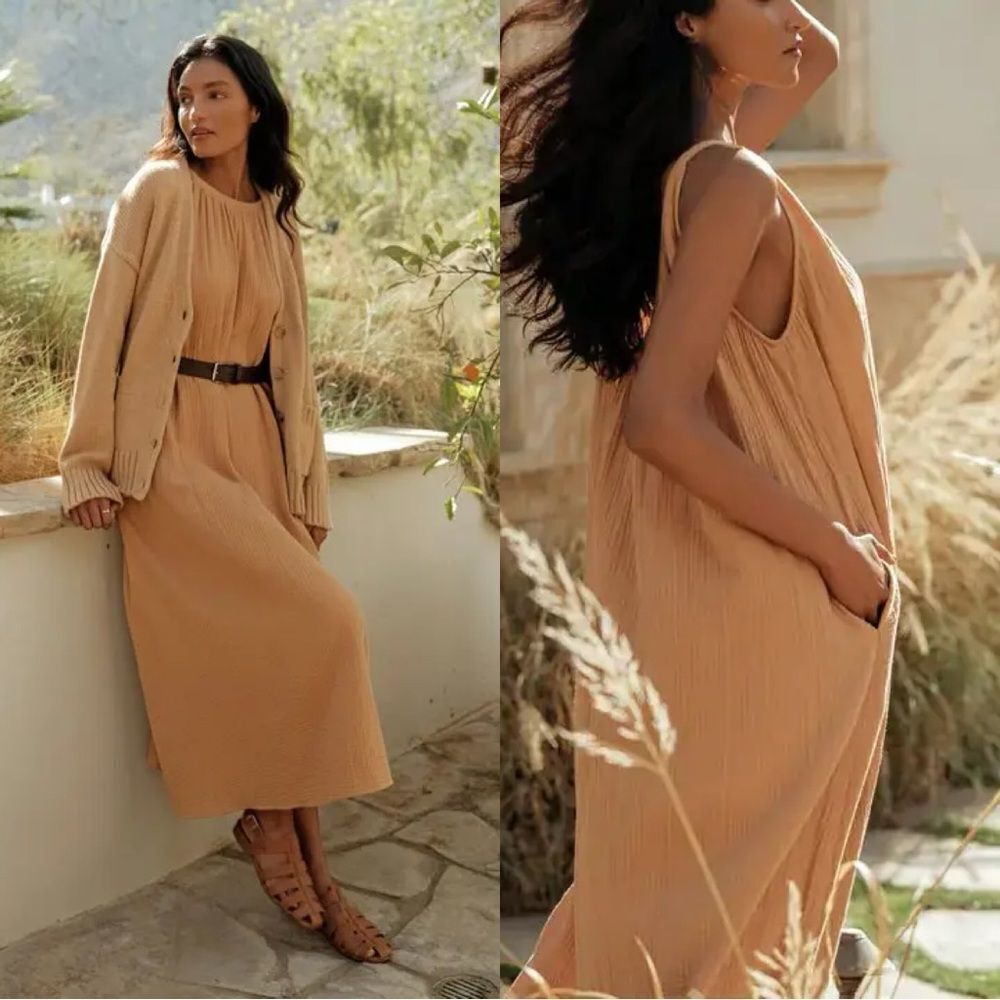 Jenni Kayne 'Drift' dress in terracotta cotton gauze